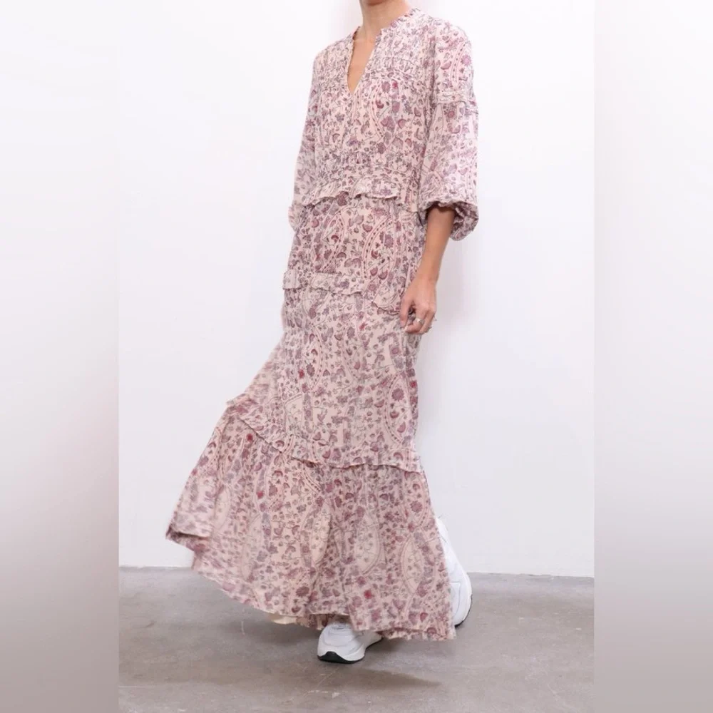 Isabel Marant Etoile Likoya Floral Maxi Dress in Ecru size 40 - Picture 2 of 11